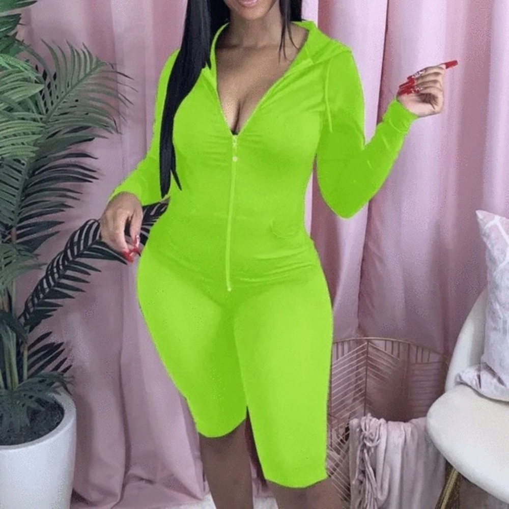 Long Sleeve Hooded Two Piece Tracksuit Short Set